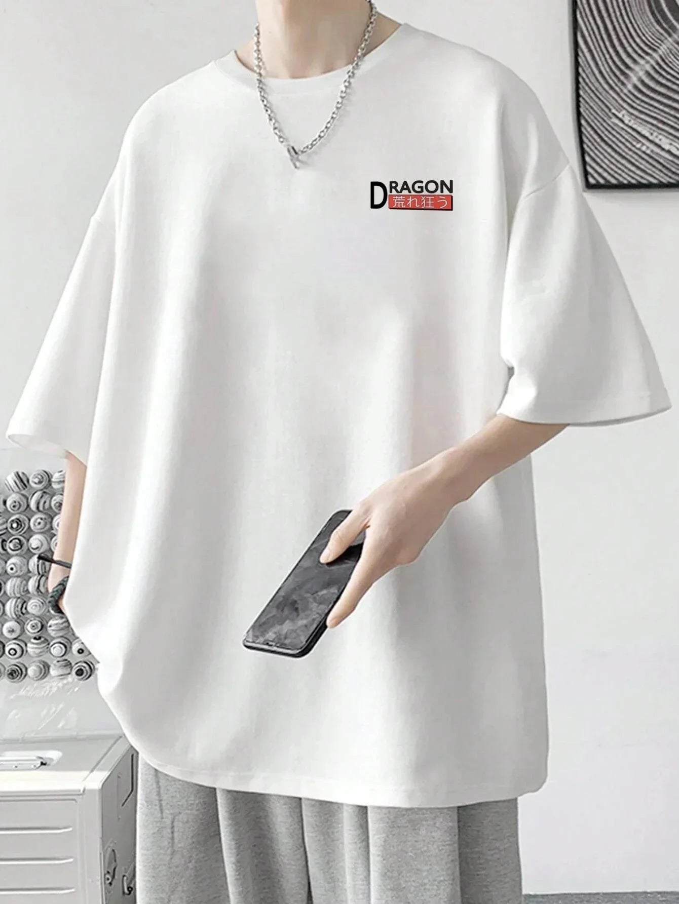 Camiseta Básica Unissex Dragon Lead The Trend Japão Frente - Branco