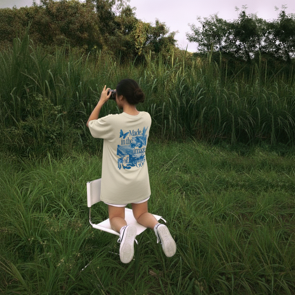 Camiseta Oversized Made In The Image Of God Azul