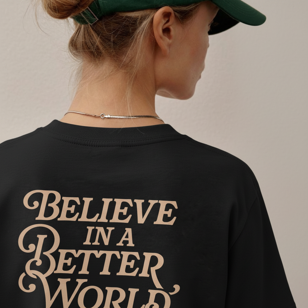Camiseta Oversized Believe In a Better World
