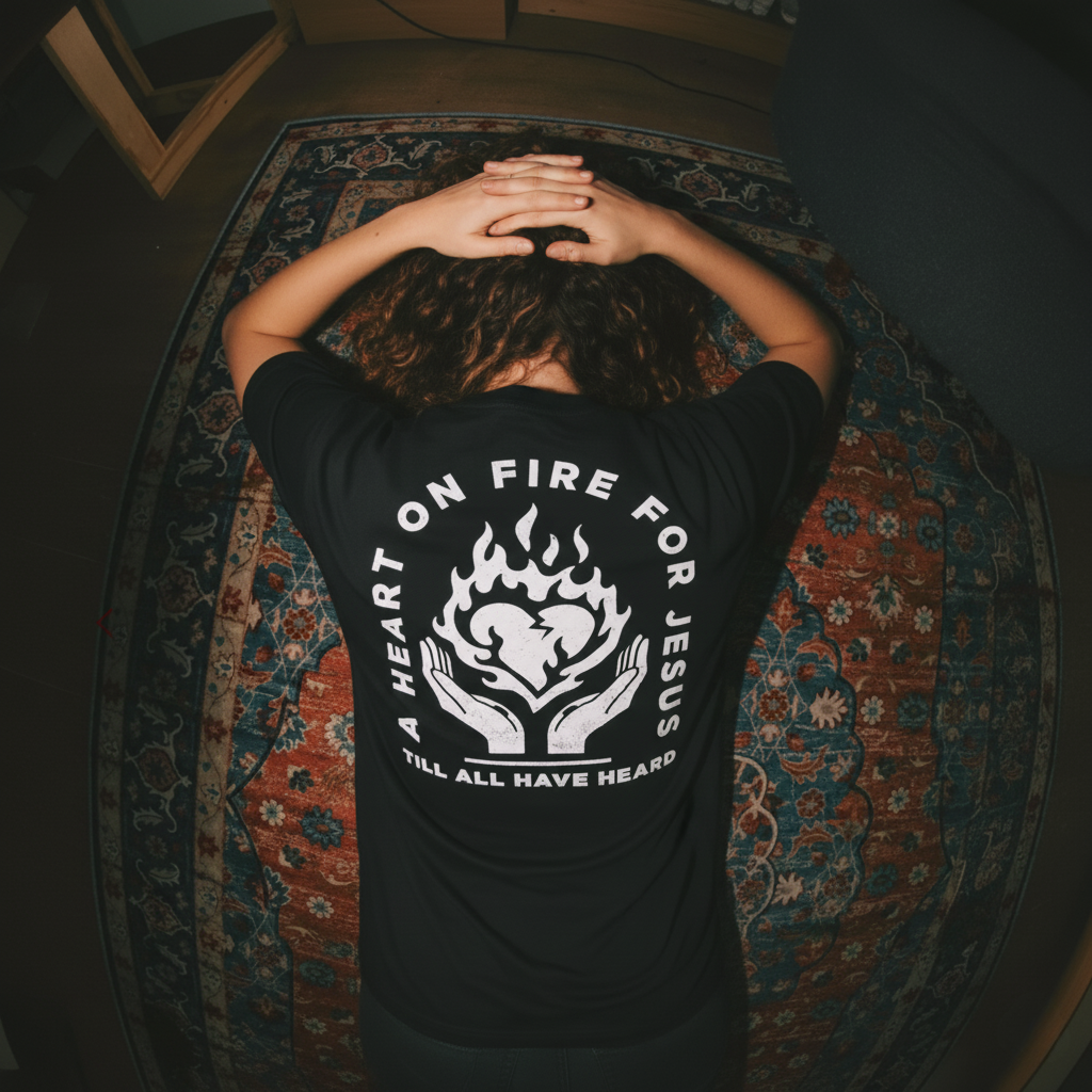 Camiseta Oversized A Heart On Fire For Jesus