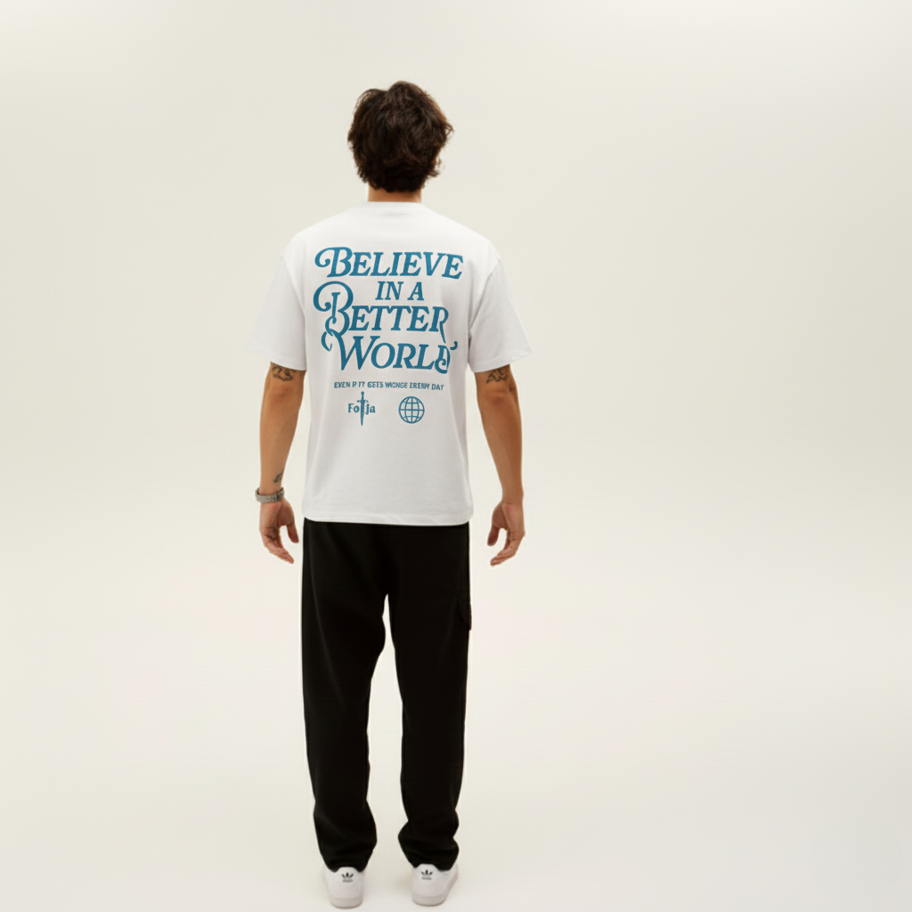 Camiseta Oversized Believe In a Better World
