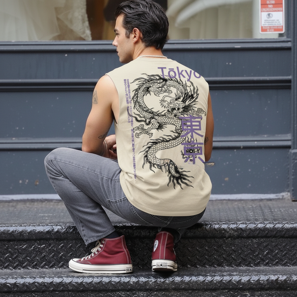 Regata Oversized Dragão Oriental Japones