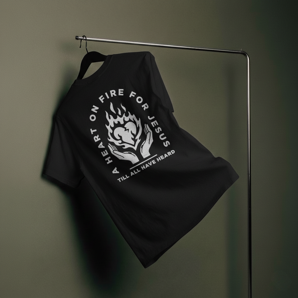 Camiseta Oversized A Heart On Fire For Jesus