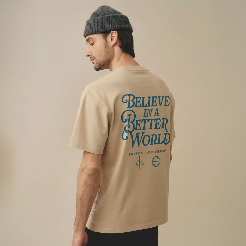 Camiseta Oversized Believe In a Better World