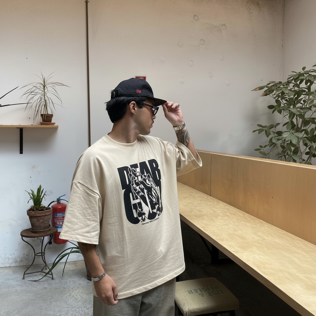 Camiseta Oversized Dear God Maos