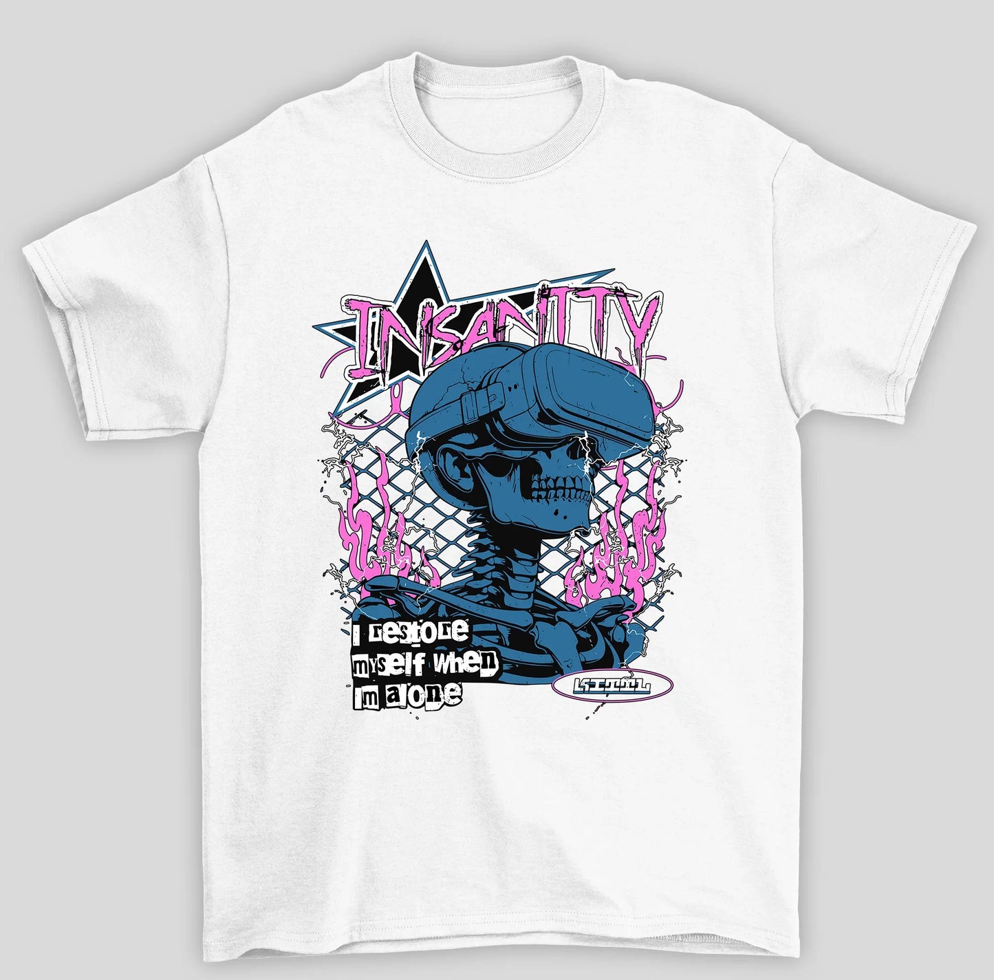 Camiseta Básica Unissex Insanity I Restore Myself When Im Alone