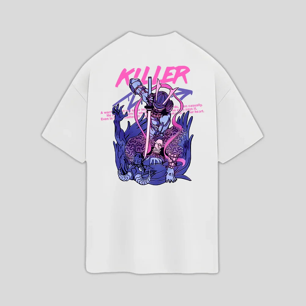 Camiseta Oversized Samurai Slayer Killer- branco