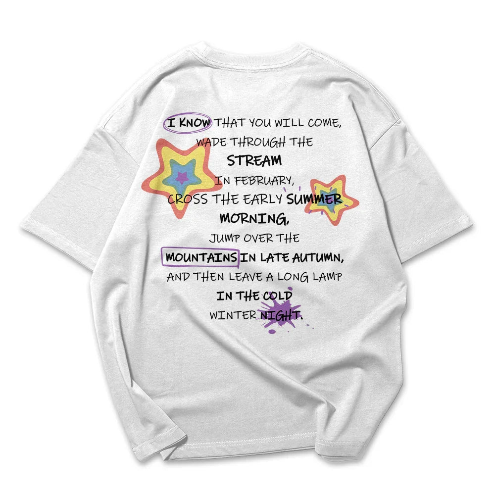Camiseta Oversized Feminina Estrelas Coloridas