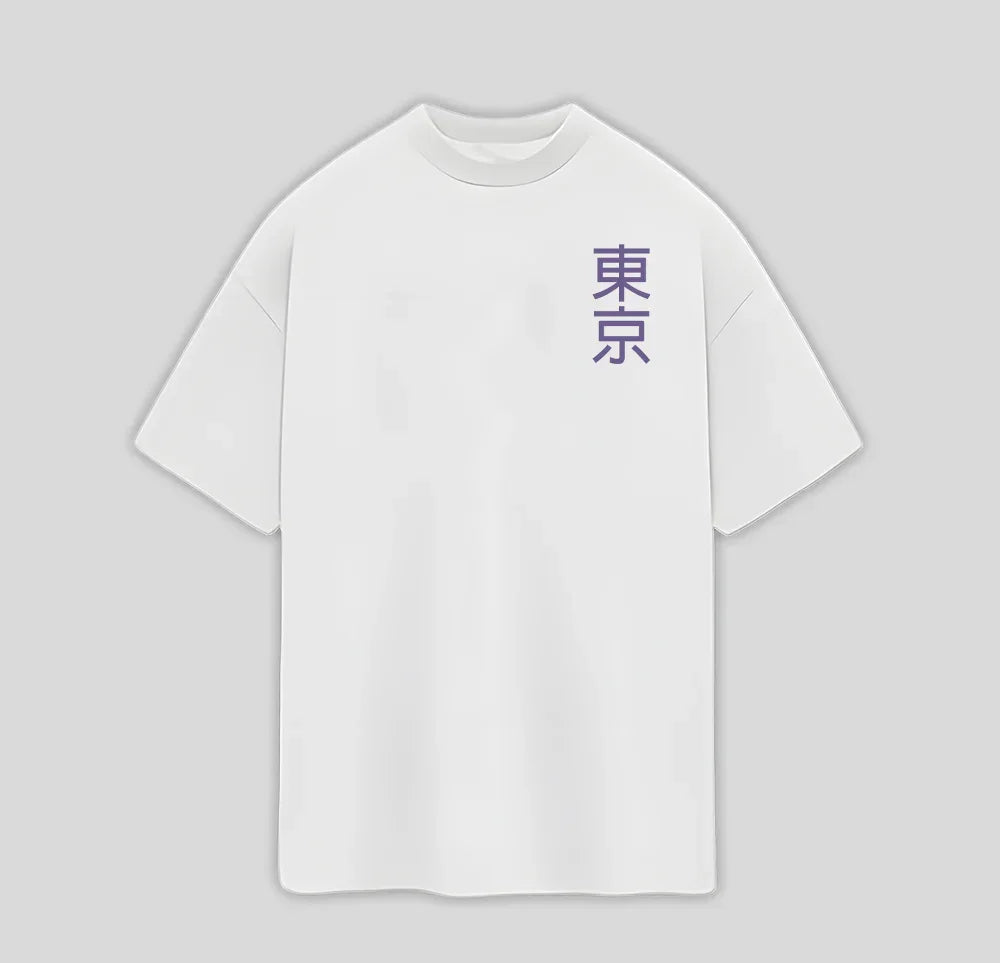 Camiseta Oversized Dragão Oriental Japones Costas - Branco