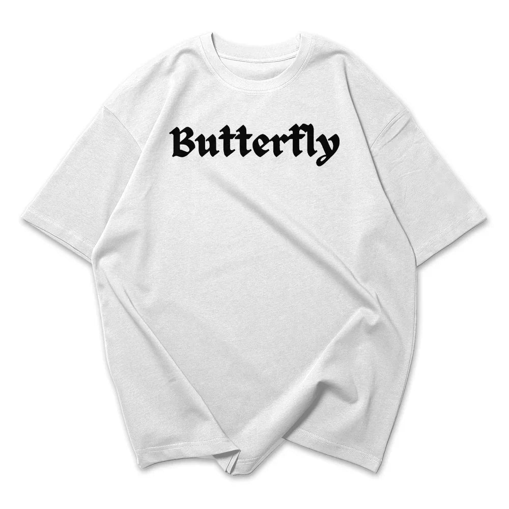 Camiseta Oversized Feminina Butterfly Frase