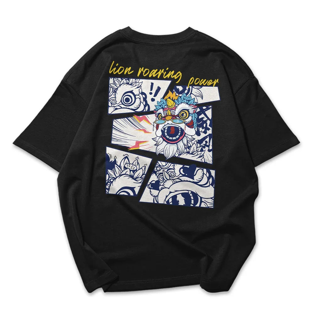Camiseta Oversized Lion Roaring Power
