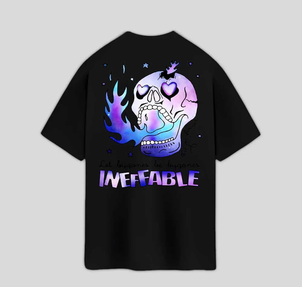 Camiseta Oversized Skull Caveira Ineffable- preto