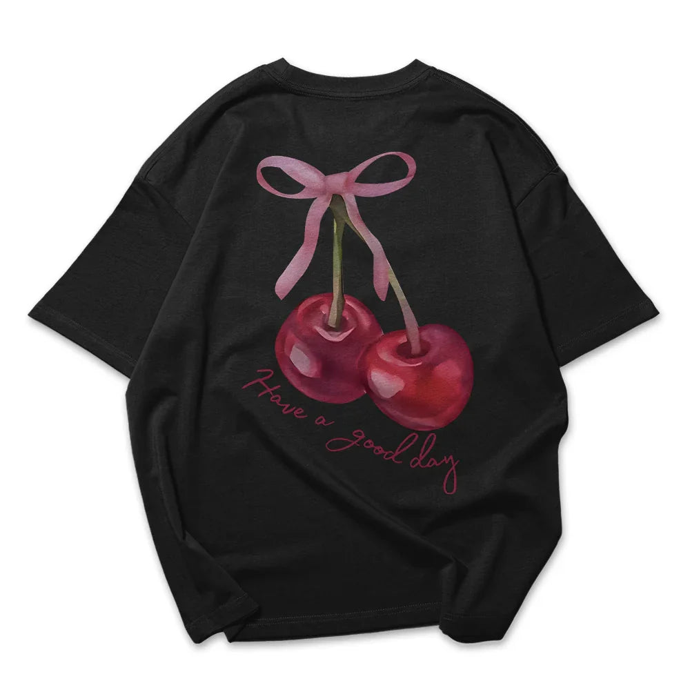 Camiseta Oversized Feminina Cereja Have a Good Day