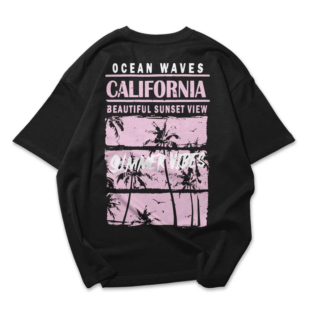 Camiseta Oversized Feminina Ocean Waves California