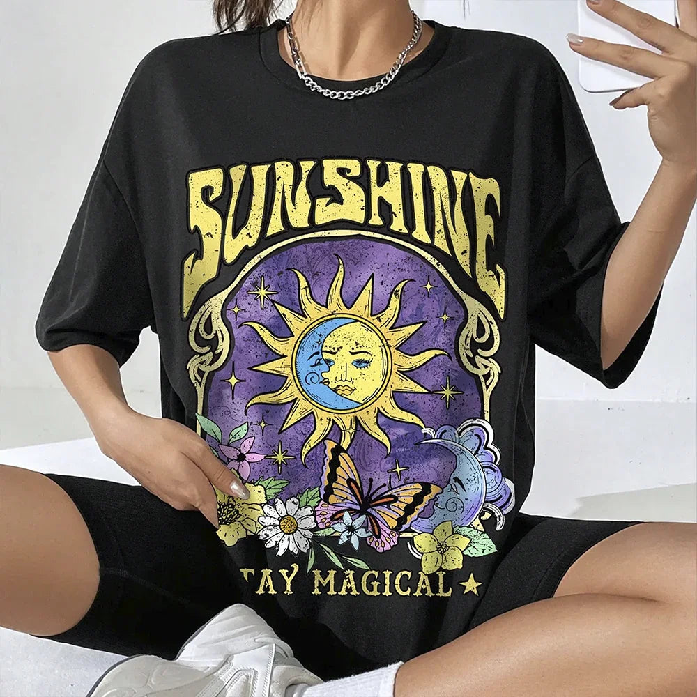 Camiseta Oversized Feminina Sunshine Stay Magical