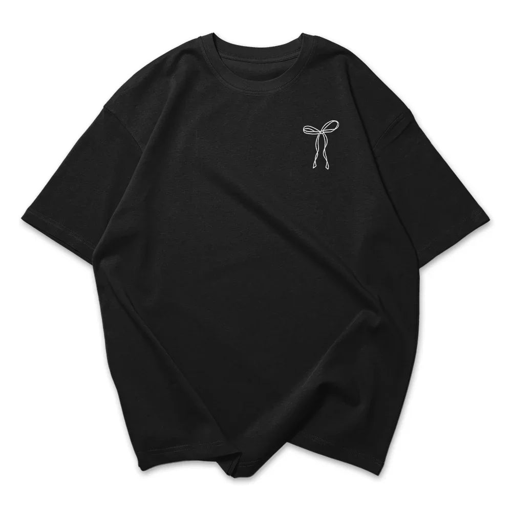 Camiseta Oversized Feminina Faith Over Fear Frase Laço