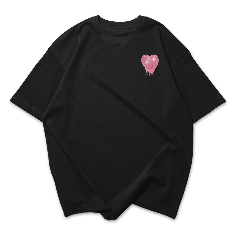 Camiseta Oversized Feminina Heart Coração Rosa