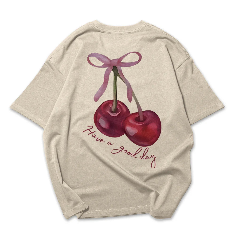 Camiseta Oversized Feminina Cereja Have a Good Day