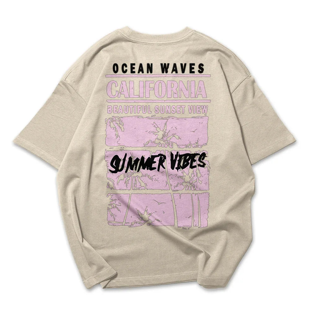 Camiseta Oversized Feminina Ocean Waves California