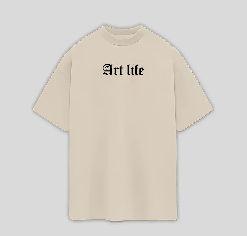 Camiseta Oversized Art Life- pérola