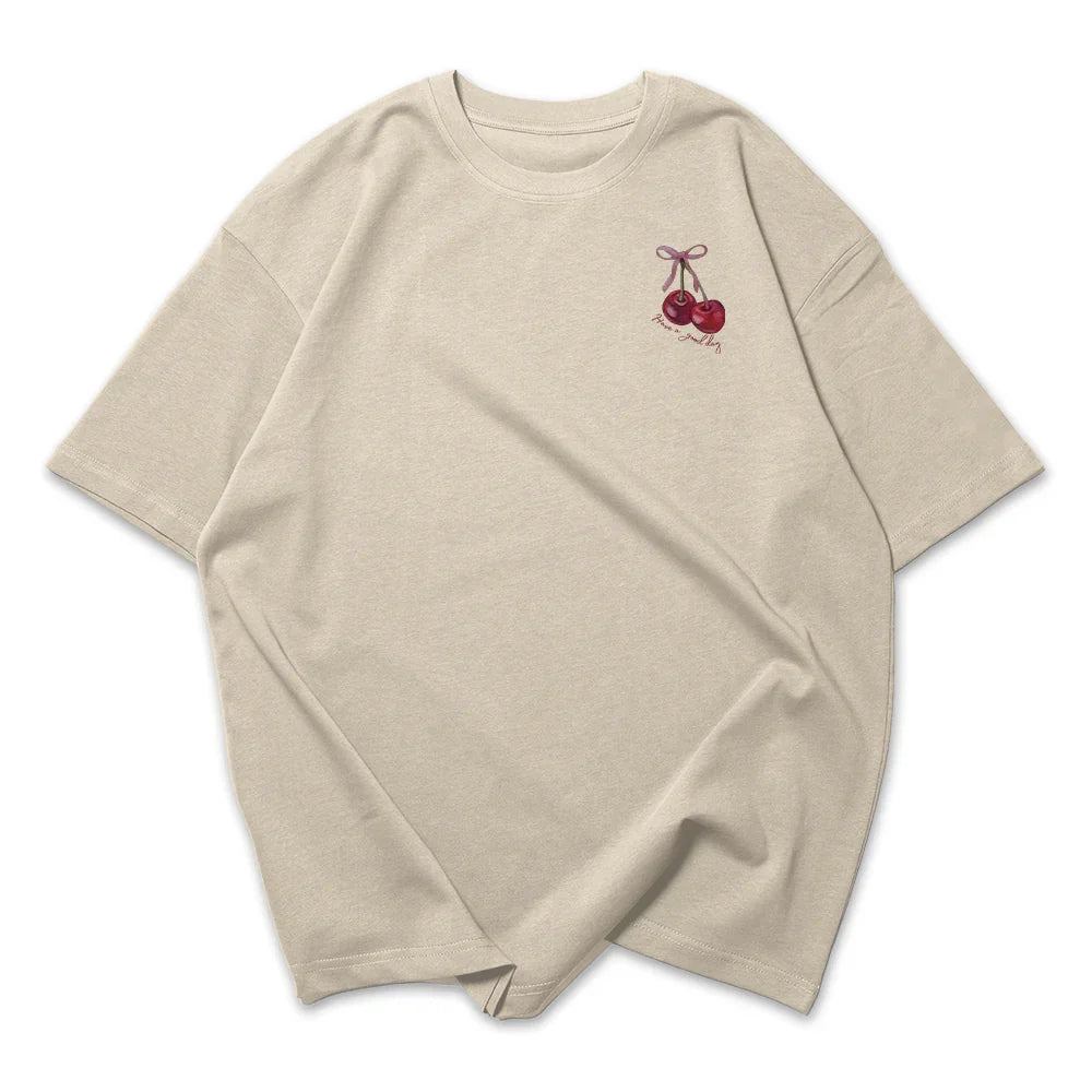 Camiseta Oversized Feminina Cereja Have a Good Day
