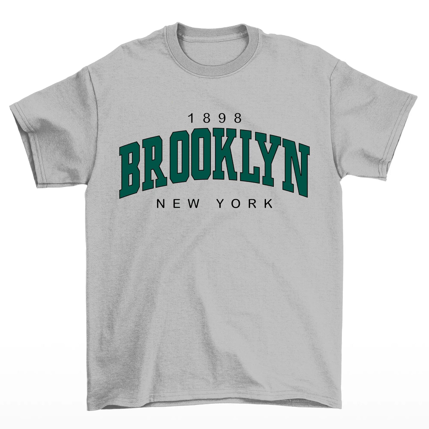 Camiseta Feminina Estilo Brooklyn New York 1898 Cinza