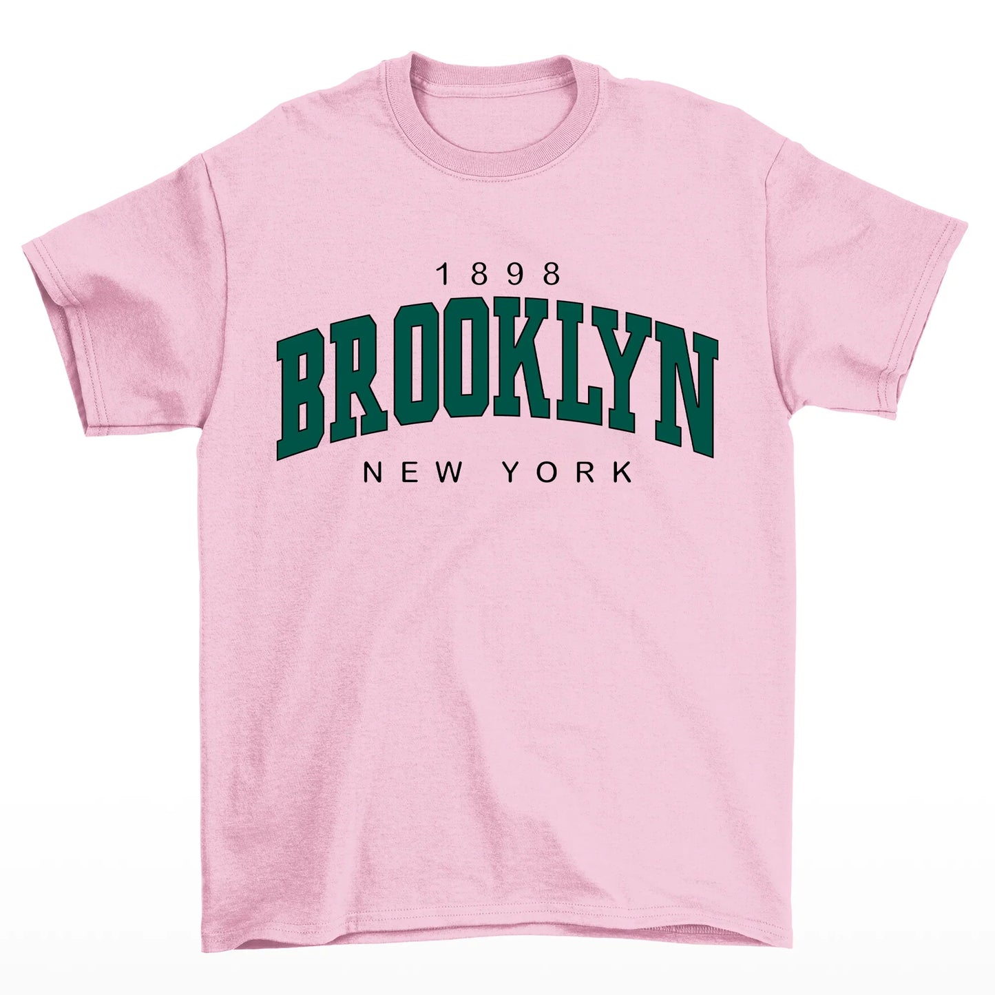 Camiseta Feminina Estilo Brooklyn New York 1898 Rosa Bebê