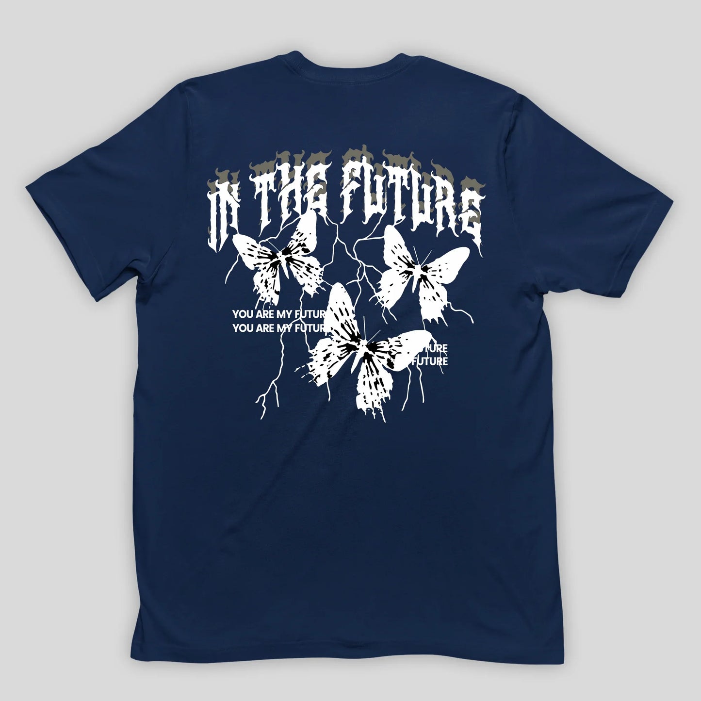 Camiseta Básica Unissex In The Future Butterfly Azul marinho