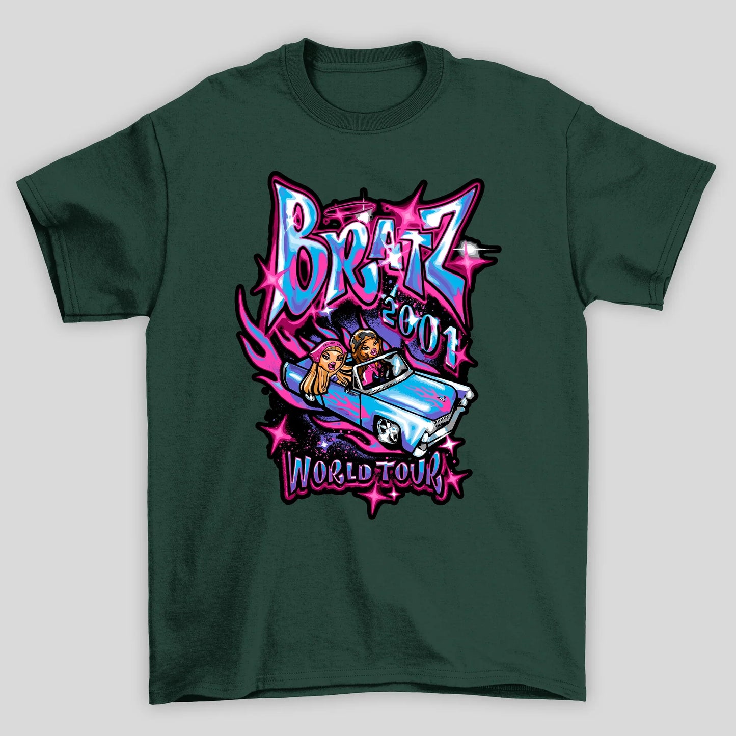 camiseta básica verde bratz 2001 word tour