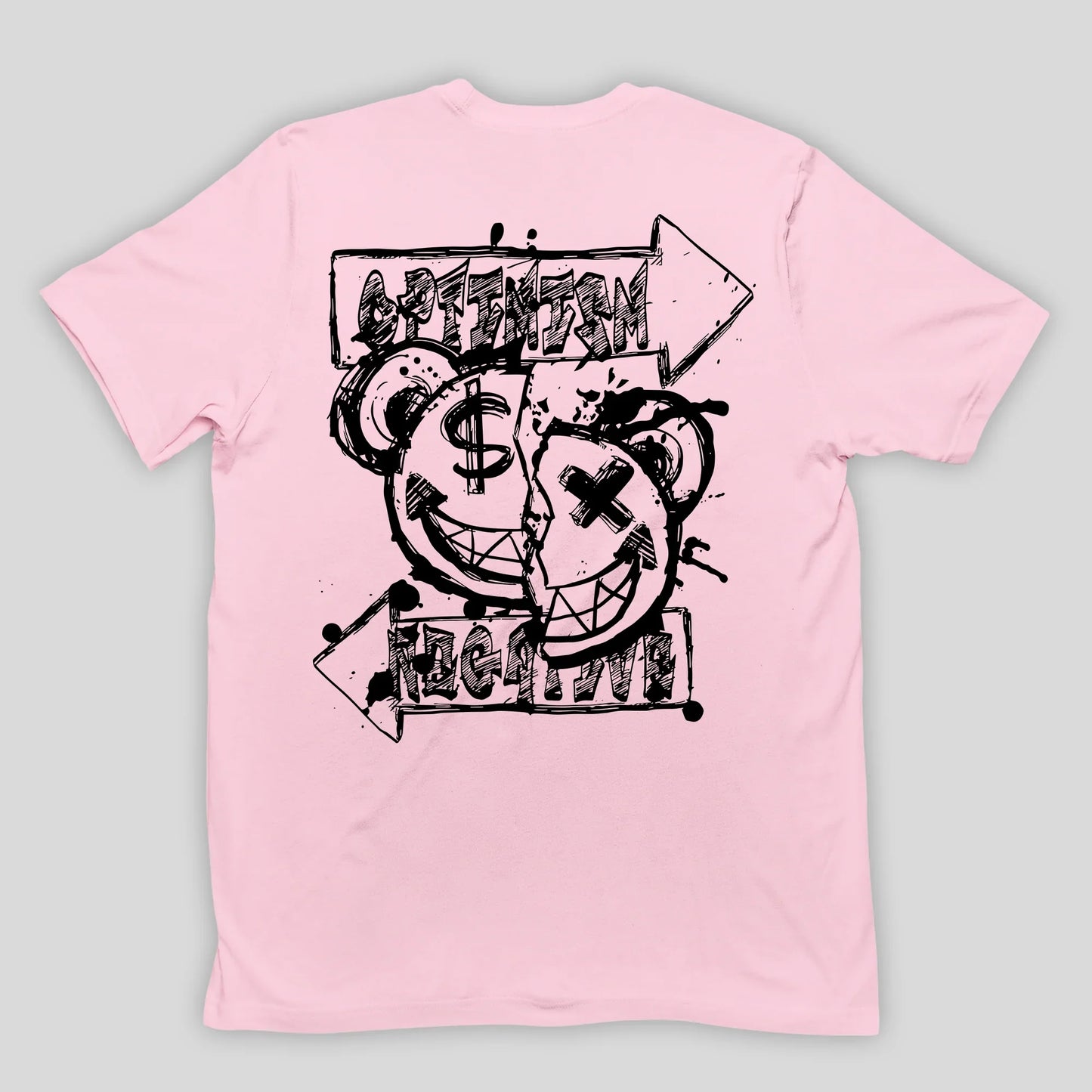 camiseta básica rosa bebê optimism bear