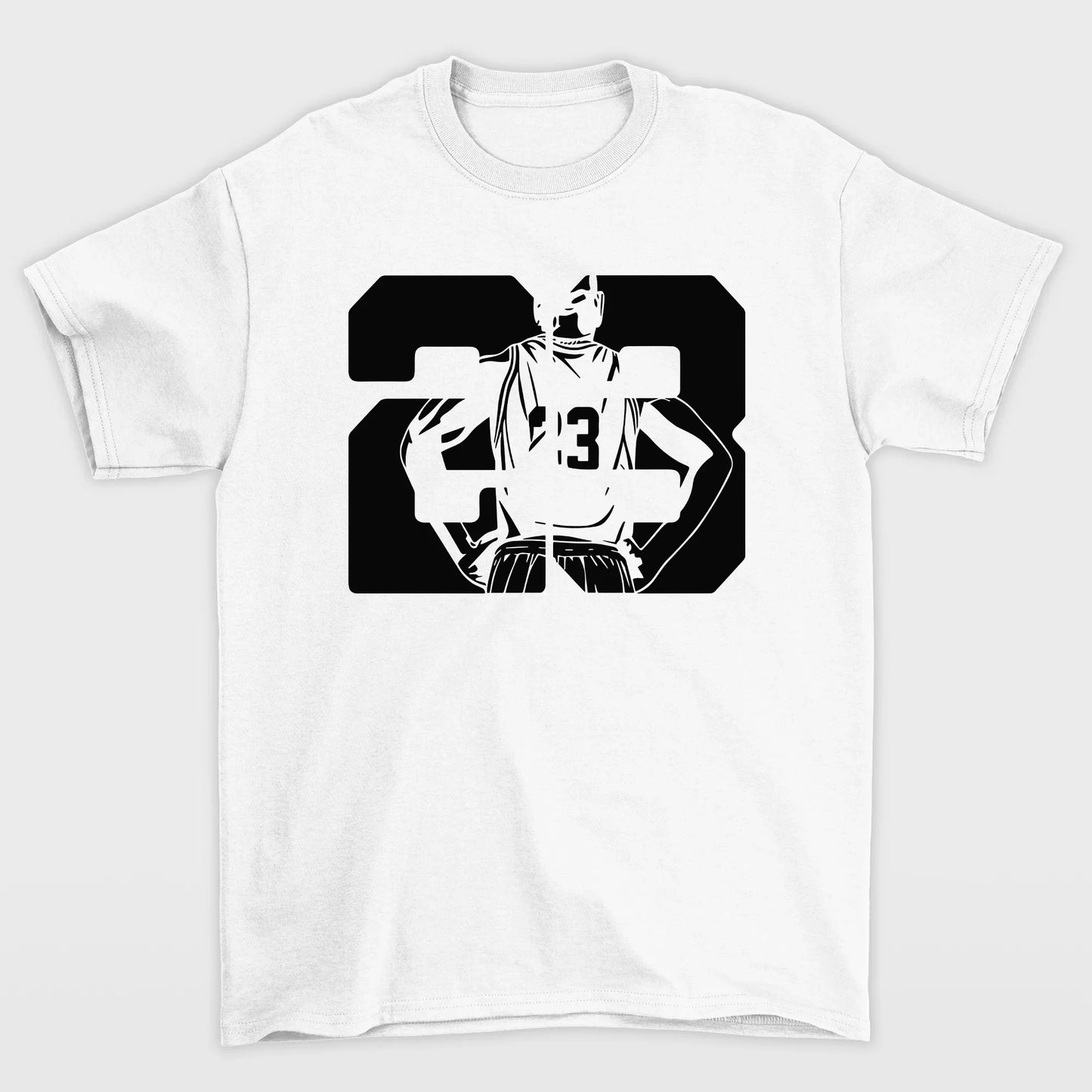camiseta básica estampa de baskete numero 23 - branca