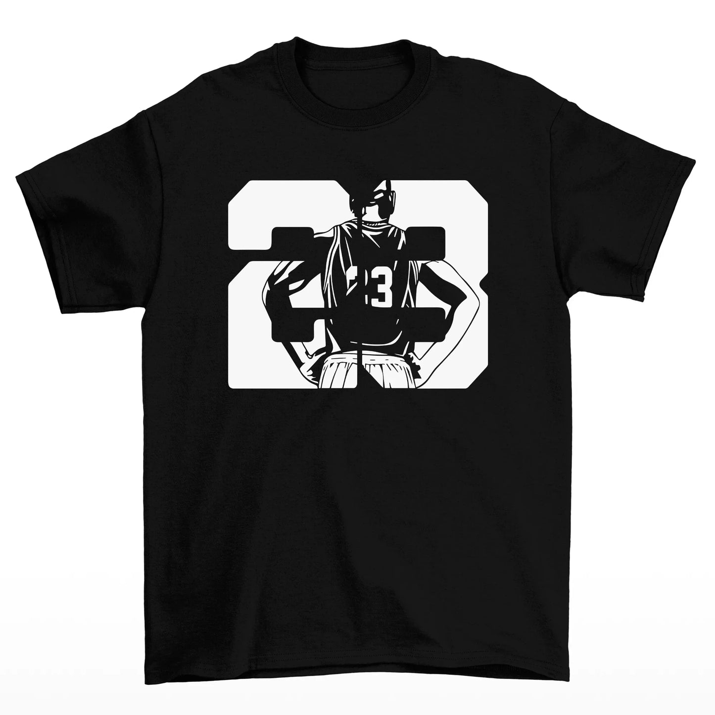camiseta básica estampa de baskete numero 23 - preto