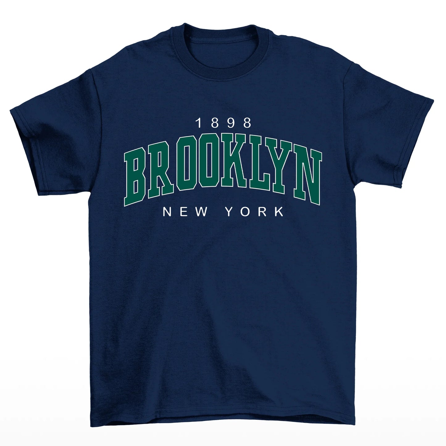 Camiseta Feminina Estilo Brooklyn New York 1898 Azul-marinho