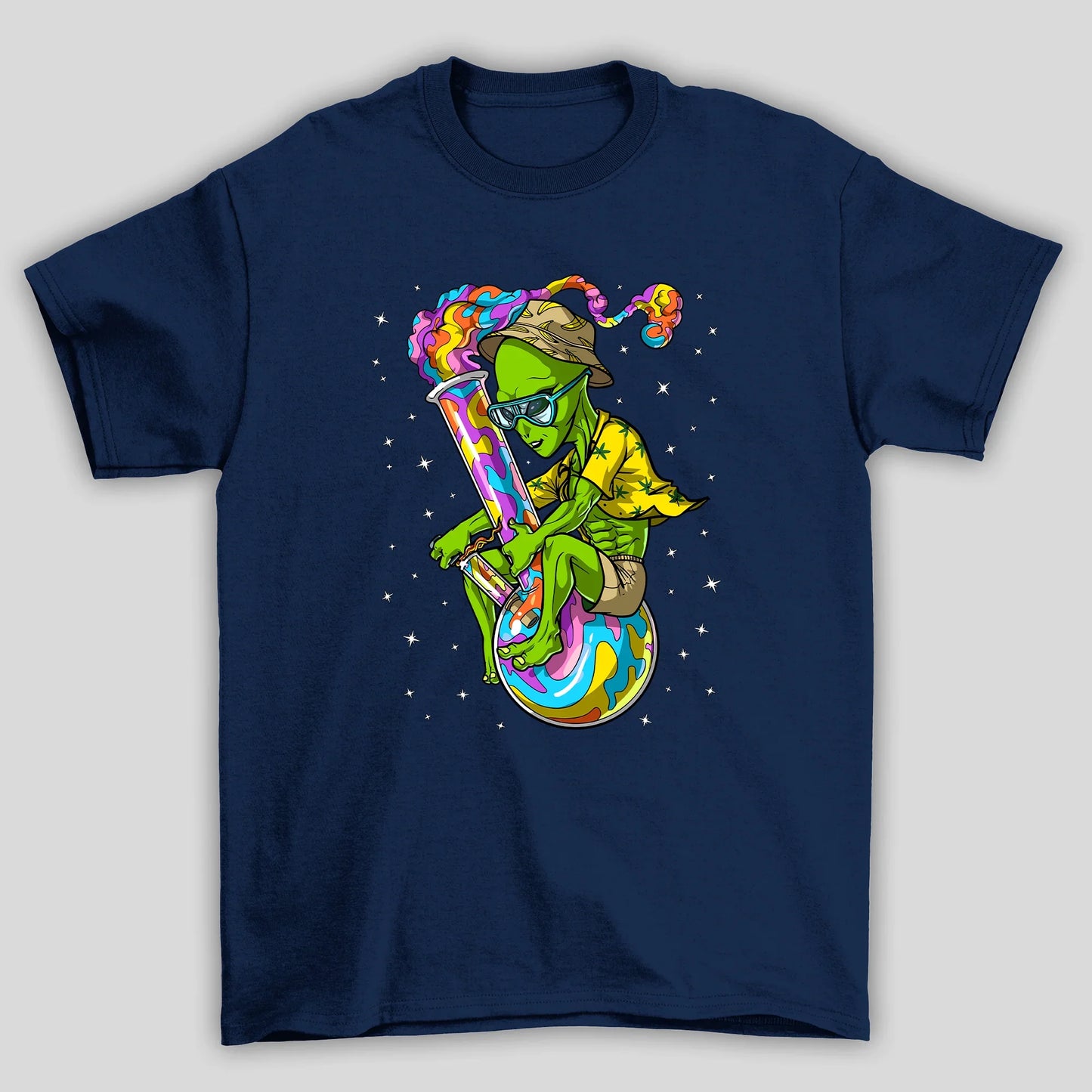 Camiseta Básica Alienigena Psicodelico- Azul Marinho