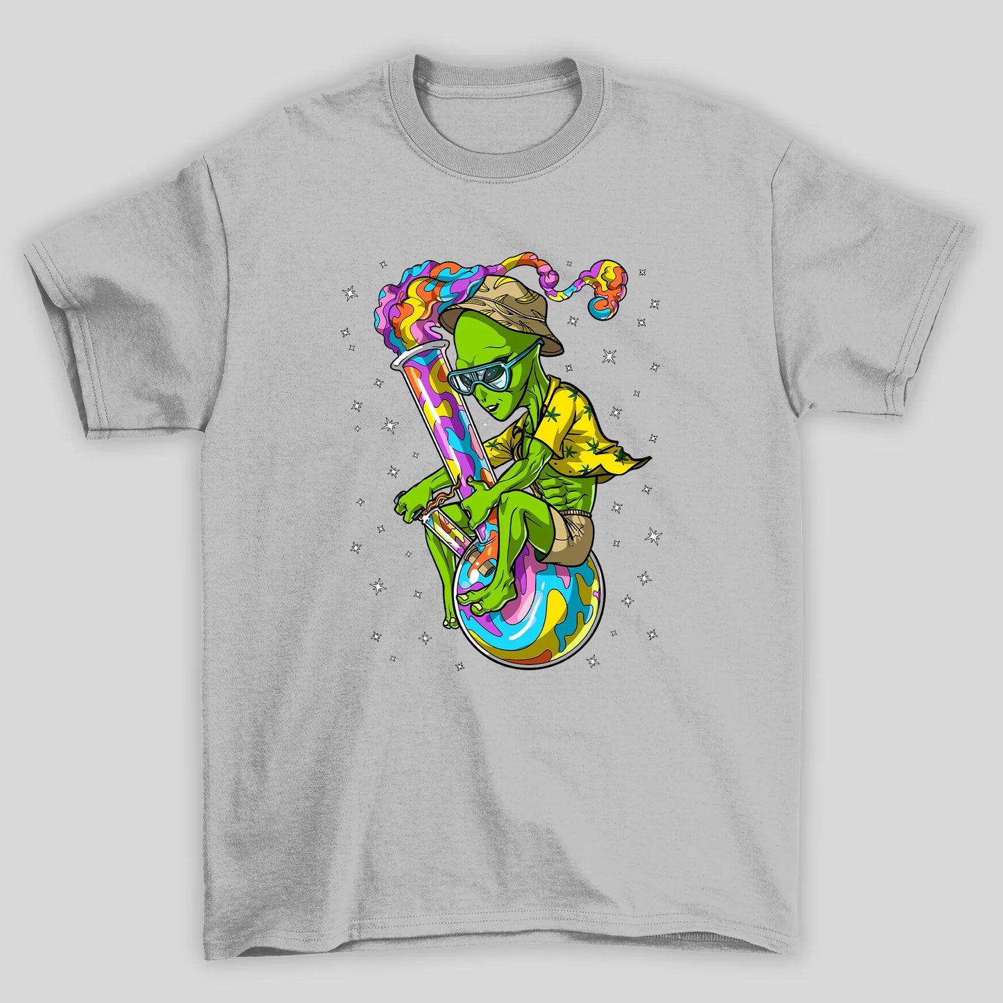Camiseta Básica Alienigena Psicodelico- CINZA