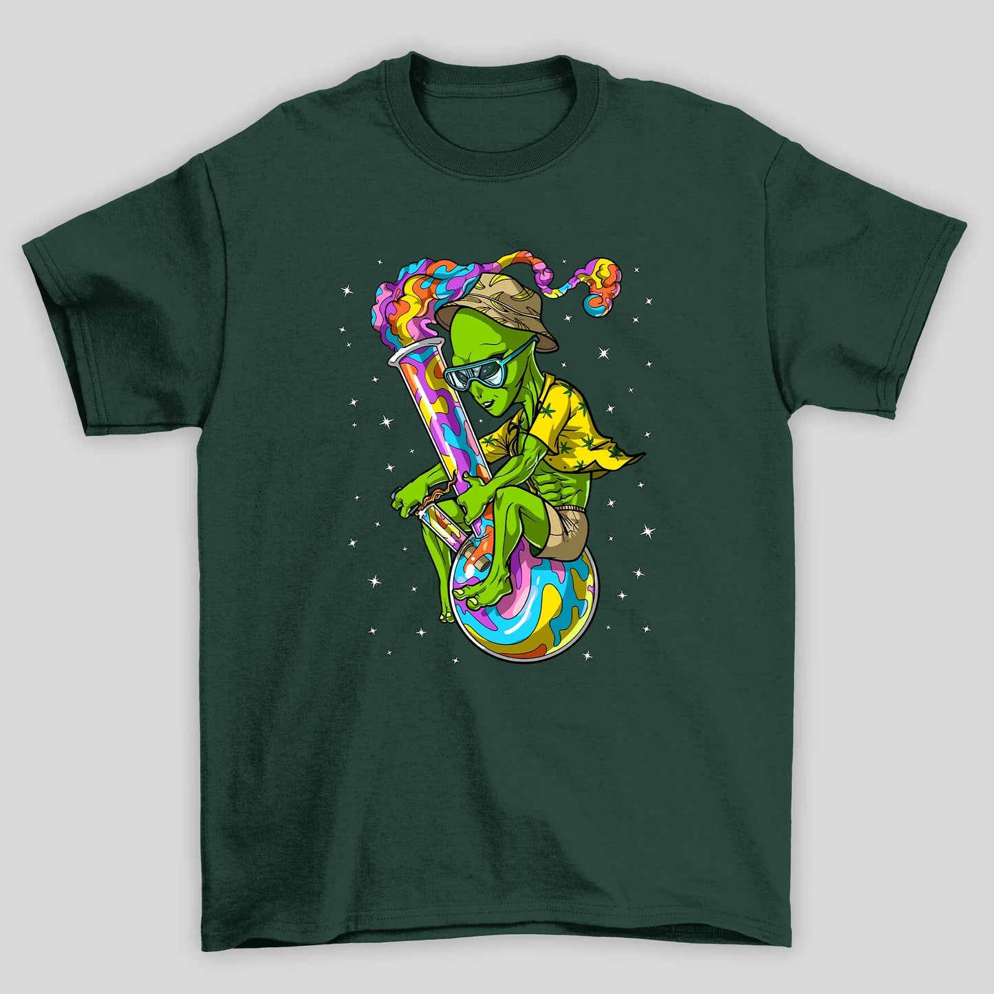Camiseta Básica Verde Alienigena Psicodelico -VERDE