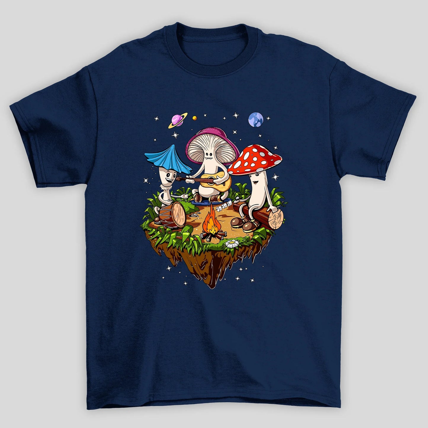 Camiseta Básica Acampamento Cogumelos Mágicos - AZUL MARINHO