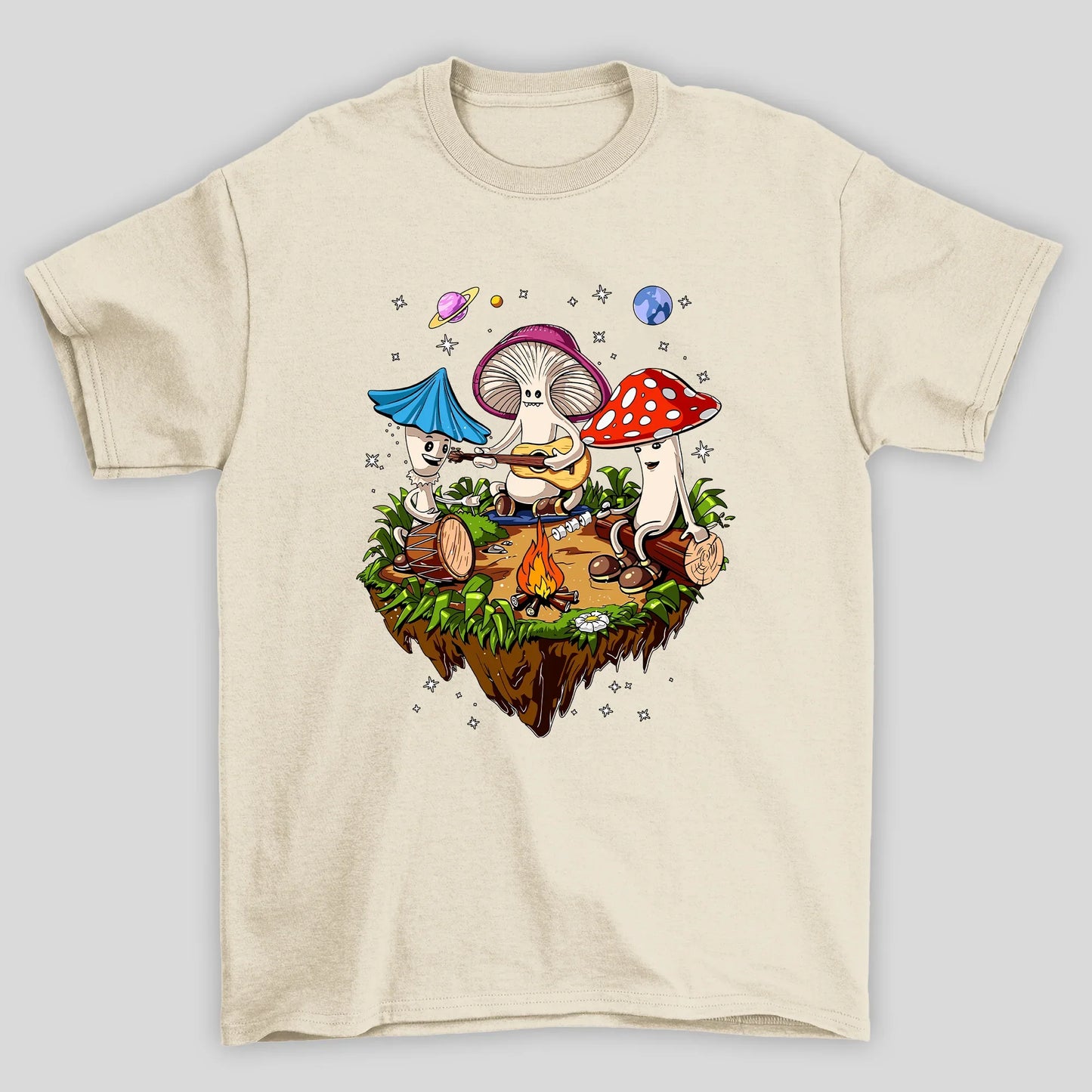 Camiseta Básica Acampamento Cogumelos Mágicos - PÉROLA