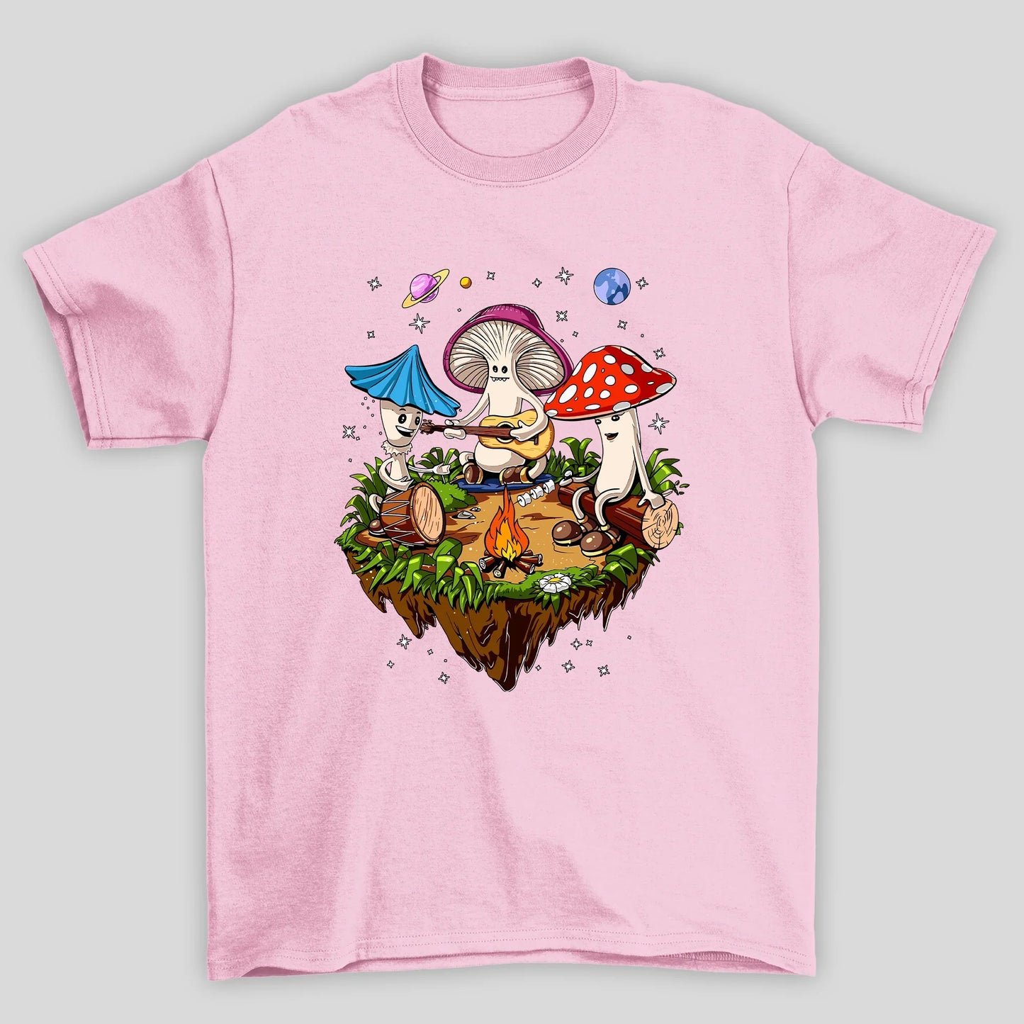 Camiseta Básica Acampamento Cogumelos Mágicos - ROSA BEBE