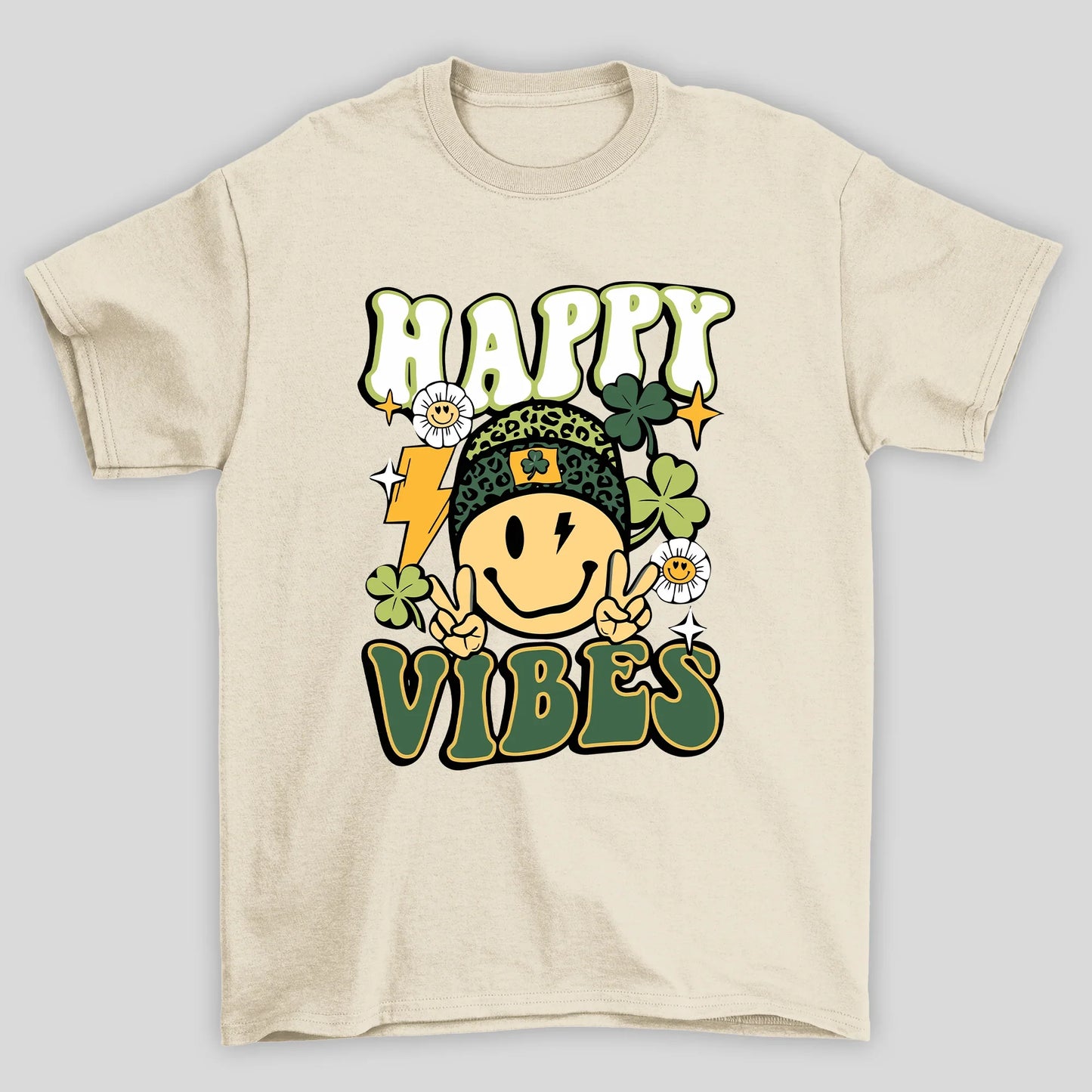 Camiseta Básica Smille Happy Vibes - PÉROLA