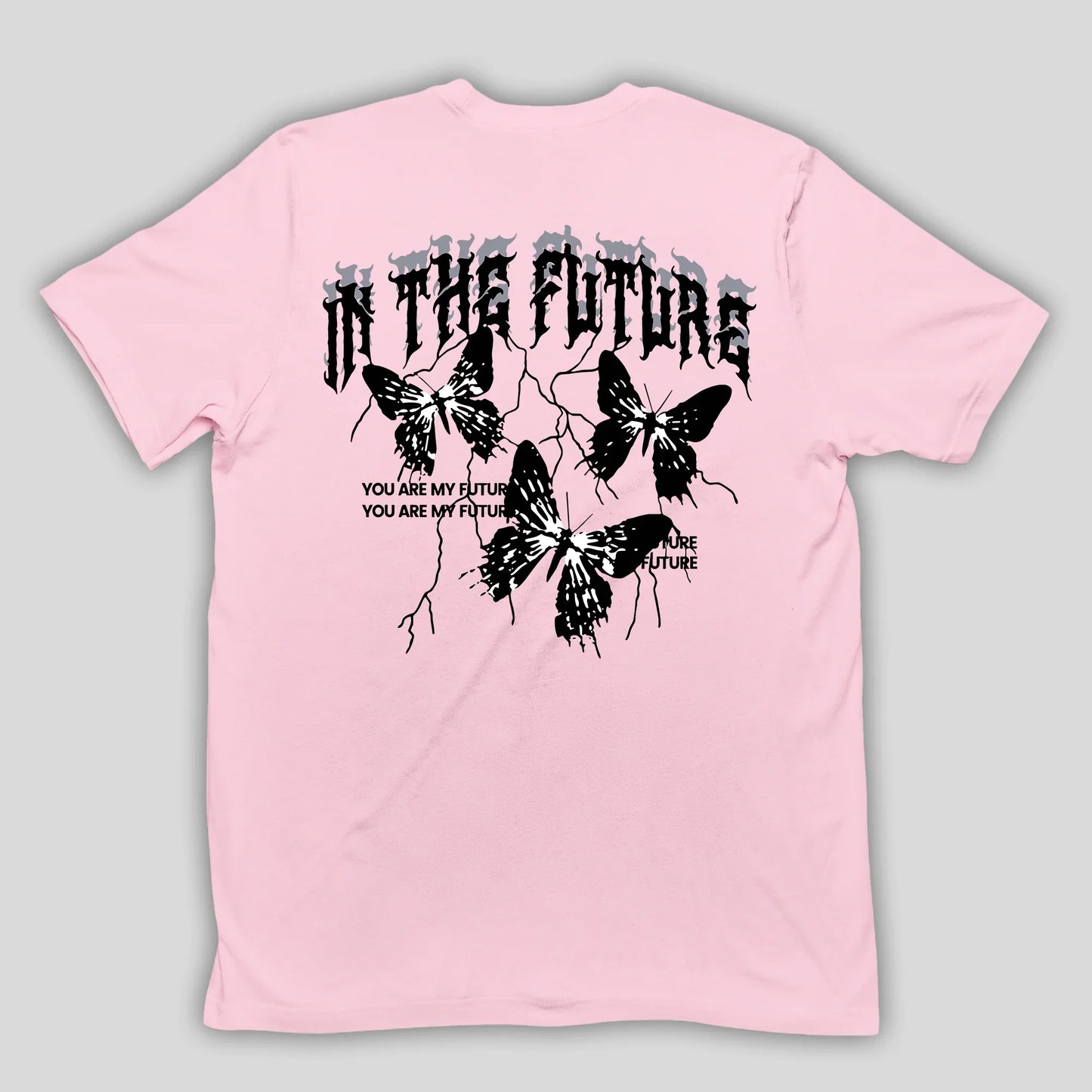 Camiseta Básica Unissex In The Future Butterfly Rosa Bebê