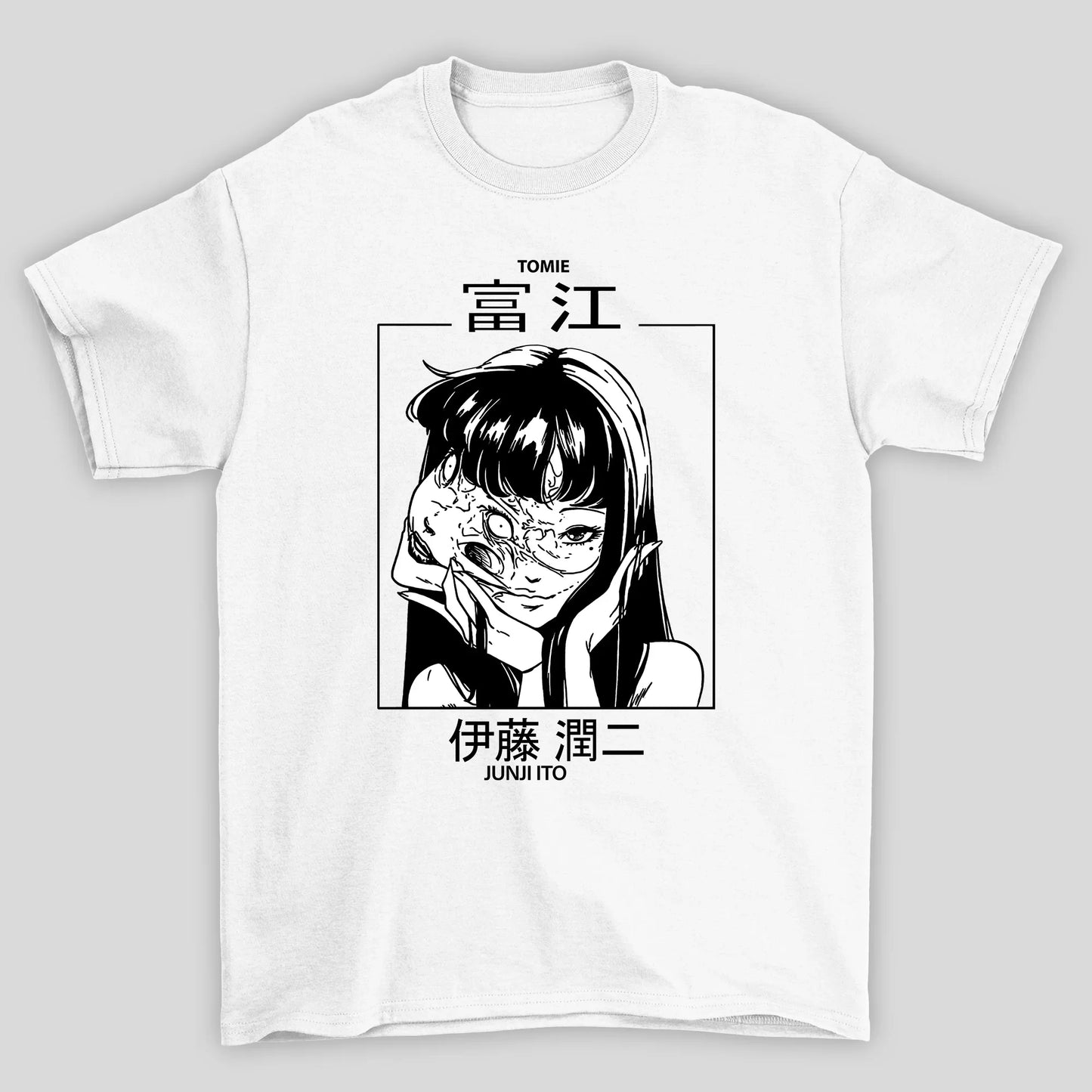 camiseta básica branca tomie junji ito japonese