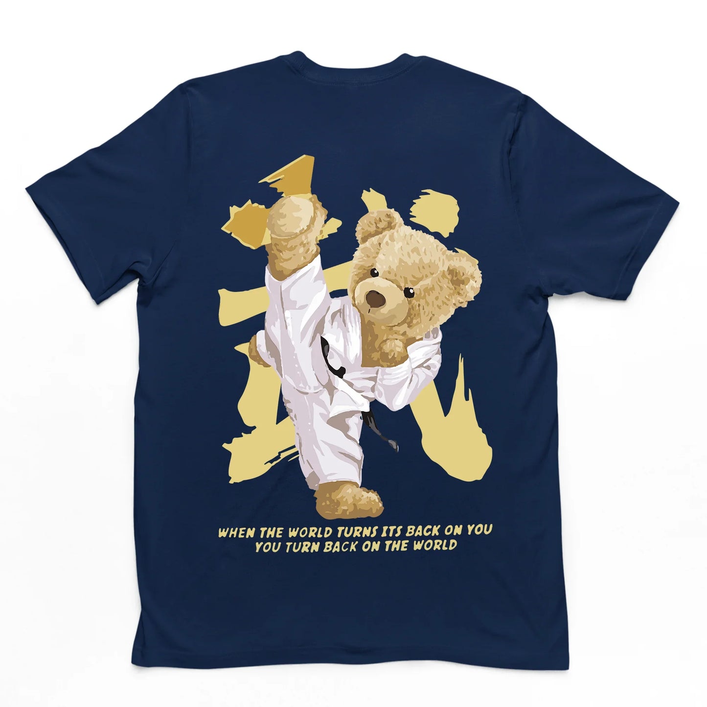camiseta básica Azul Marinho com estampa ursinho kung fu - Azul Marinho
