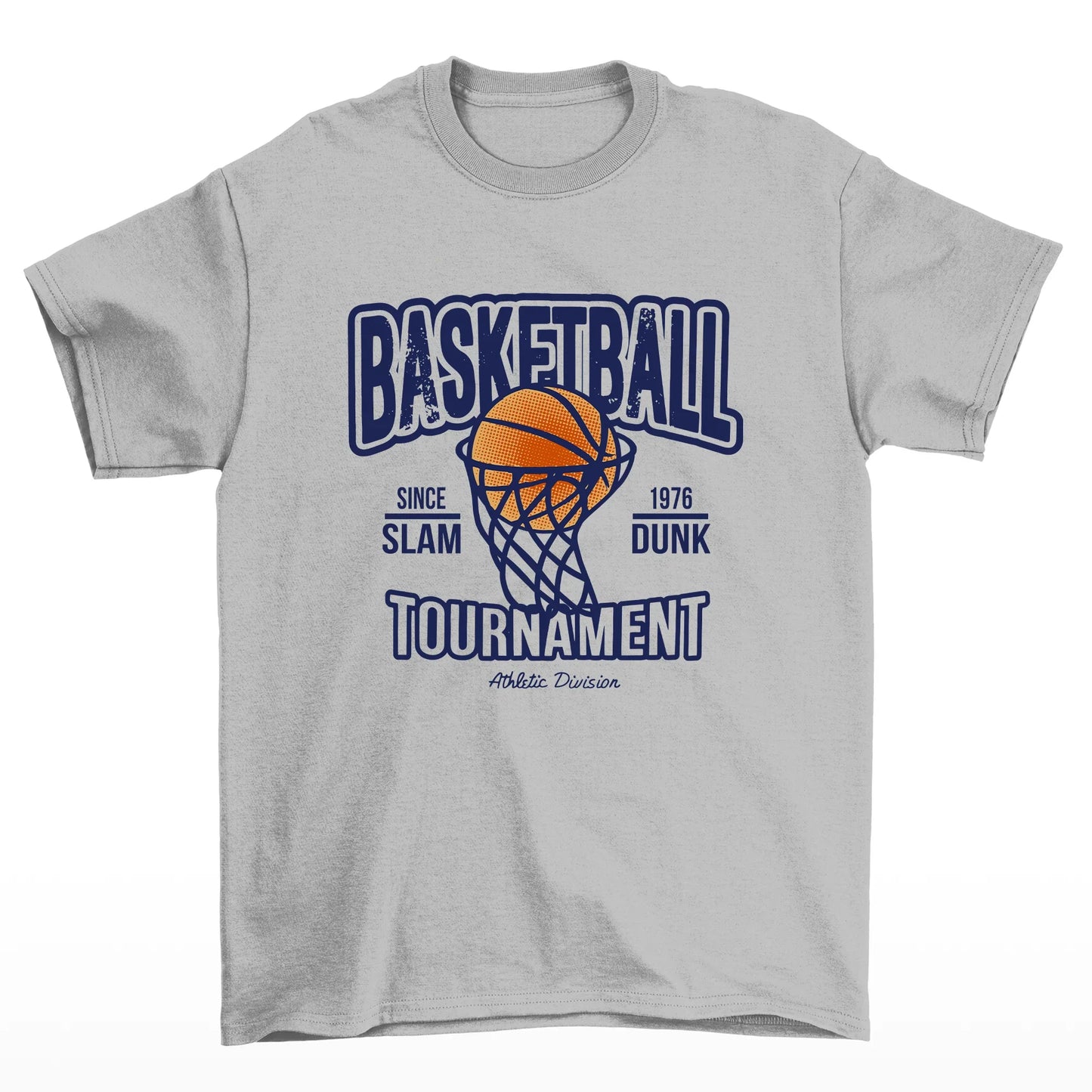 camiseta básica com estampa de cesta de basquete - cinza