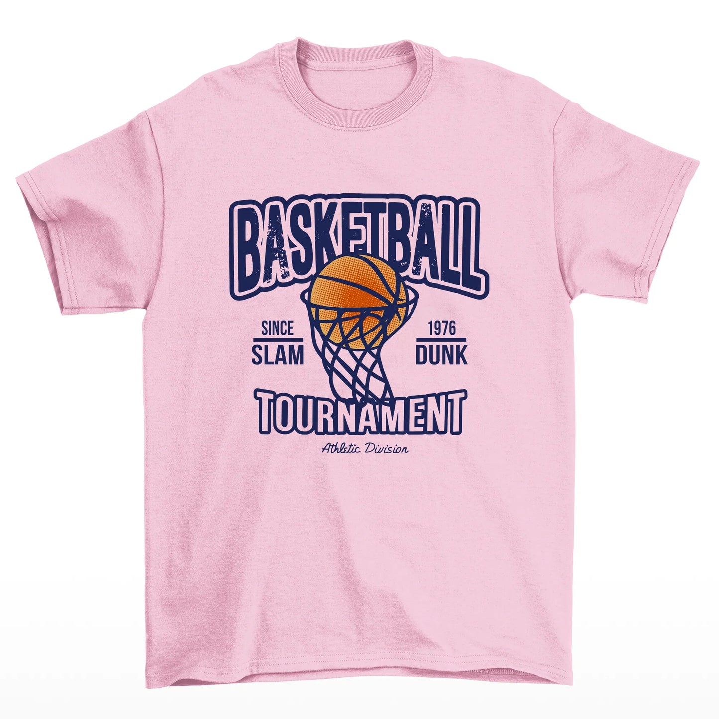 camiseta básica rosa bebê com estampa de cesta de basquete - Rosa bebe