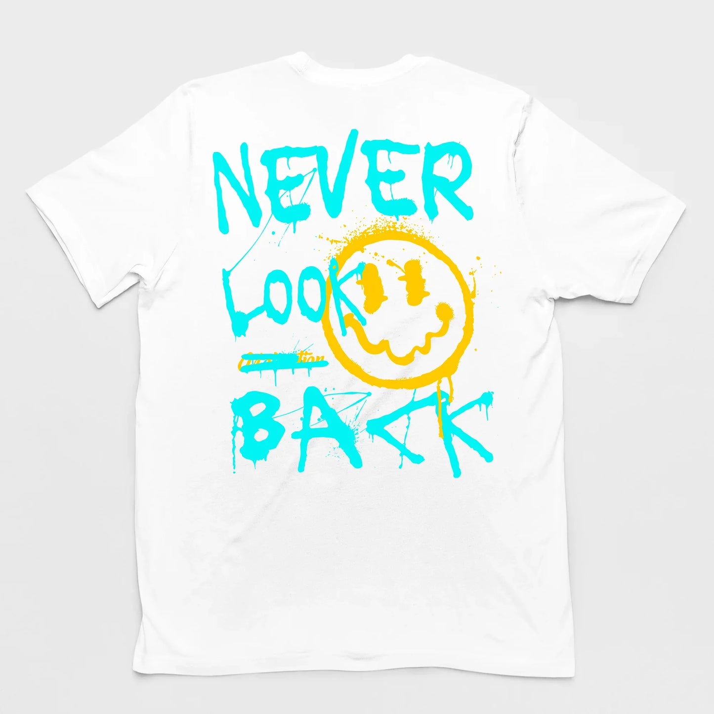 Camiseta Básica Unissex Never Look Back- branco