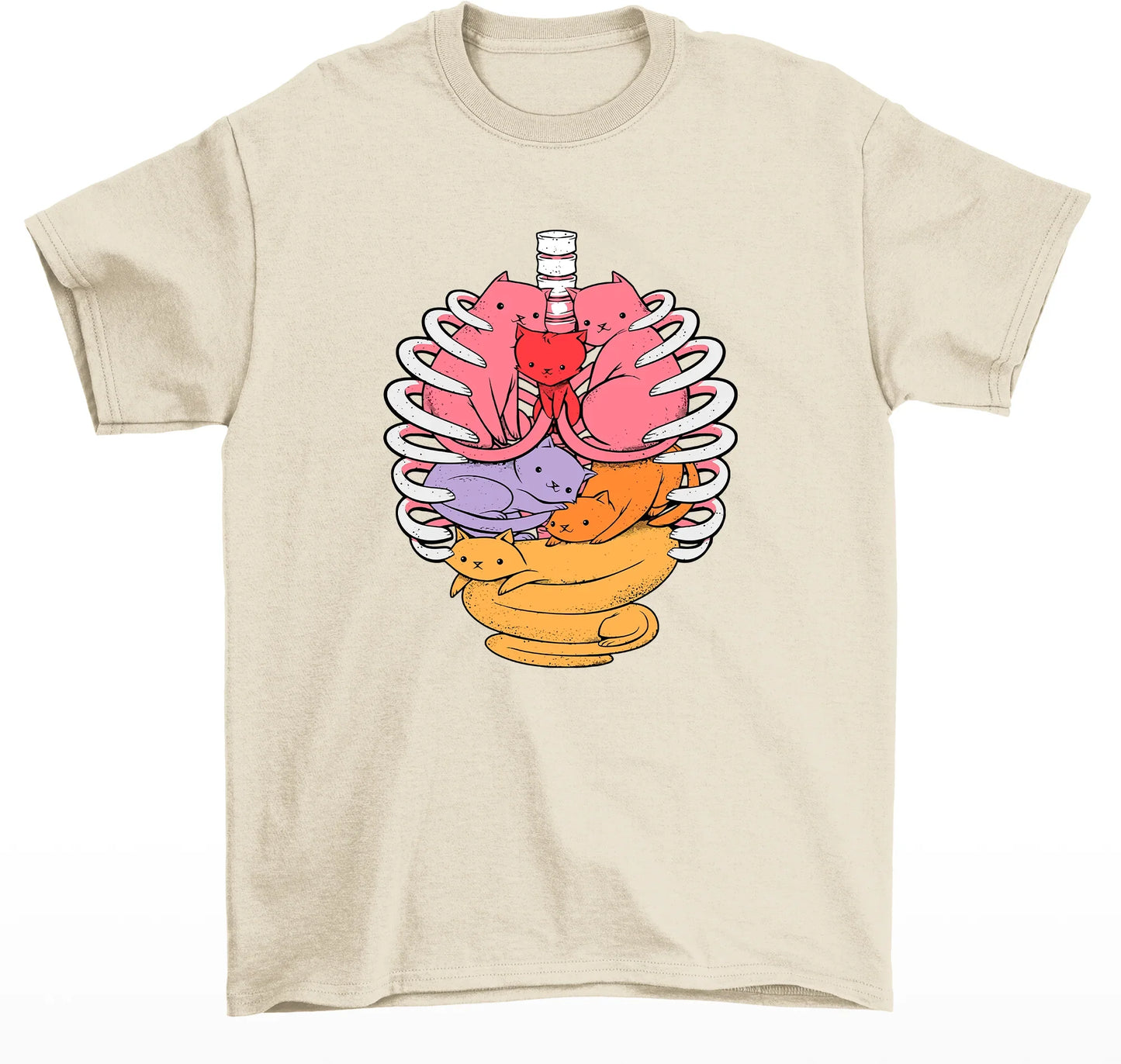 Camiseta Feminina Com Estampa Gatinhos Orgãos- Pérola