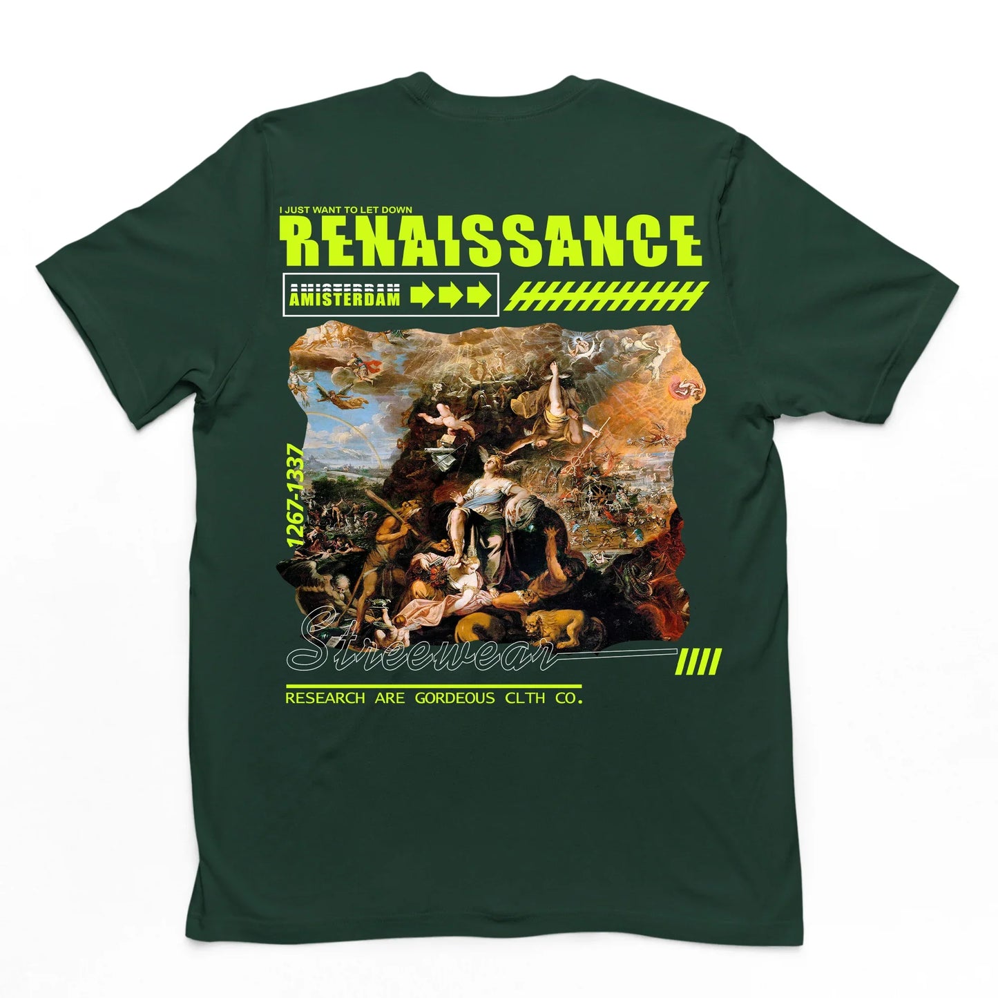 Camiseta Básica Com Estampa Renaissance Arte e Estilo Street- Verde