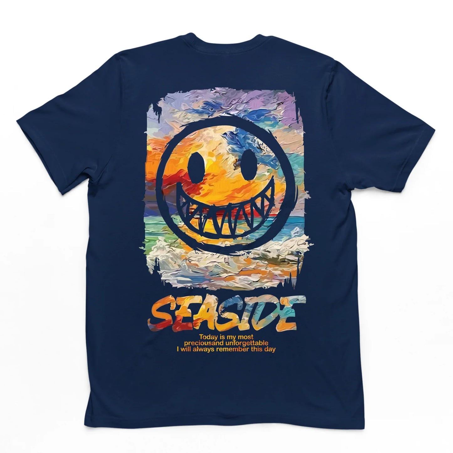 Camiseta Básica Seaside Smile - azul-marinho