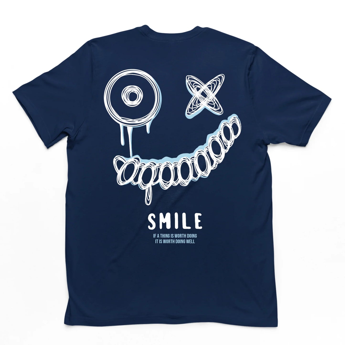 Camiseta Street Masculina Smile Psycho Moda - azul-marinho